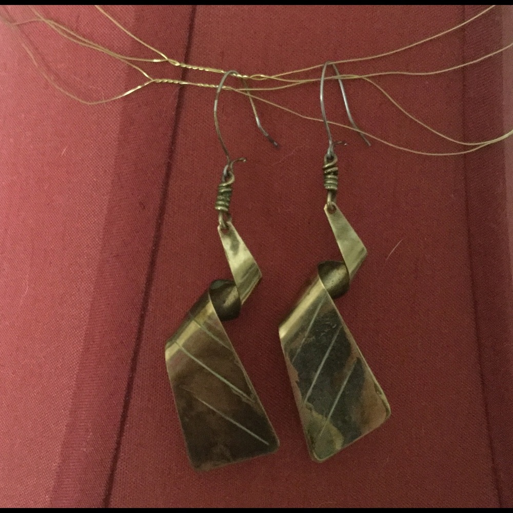 Distressed Brass Earrings